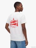 White Logo Flag Embroidery Peached T-Shirt  Men