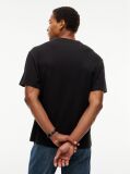 Negru T-Shirt Cu Guler Rotund Croiala Lejera Si Logo  Barbati