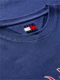 Blue T-Shirt Cu Guler Rotund Croiala Lejera Si Logo  Barbati