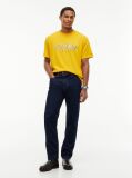 Galben T-Shirt Cu Guler Rotund Croiala Lejera Si Logo  Barbati