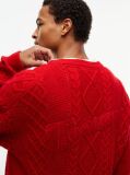Red Pure Wool Cable Knit Relaxed Jumper  Men