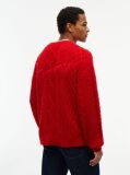 Red Pure Wool Cable Knit Relaxed Jumper  Men