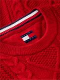 Red Pure Wool Cable Knit Relaxed Jumper  Men