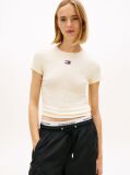 Yellow Tommy Badge Ribbed Slim T-Shirt  Women