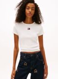 Bej TricouTommy Badge Ribbed Slim   Femei