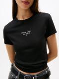 Negru Tricou Slim Din Jersey Cu Logo  Femei