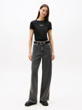 Negru Tricou Slim Din Jersey Cu Logo  Femei