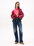 Roz Tricou Slim Din Jersey Cu Logo  Femei