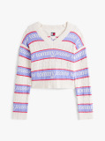 Multi Pulover Relaxat Cu Dungi Si Logo Tommy Flag  Femei