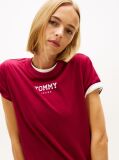 Roz Essential Tricou Rib Regular Cu Logo  Femei