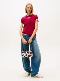 Roz Essential Tricou Rib Regular Cu Logo  Femei