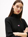 Negru Rochie Pulover Maxi Relaxata Cu Emblema Tommy Badge  Femei