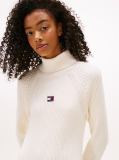 Alb Rochie Pulover Maxi Relaxata Cu Emblema Tommy Badge  Femei