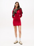 Rosu Rochie Pulover Slim Midi Cu Emblema Tommy Badge  Femei
