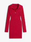 Rosu Rochie Pulover Slim Midi Cu Emblema Tommy Badge  Femei