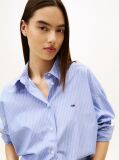 Blue Camasa Cropped Metalica Oversized  Femei