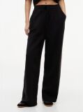 Negru Pantaloni Largi Cu Textura Plisata  Femei