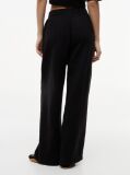 Negru Pantaloni Largi Cu Textura Plisata  Femei