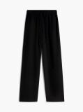 Negru Pantaloni Largi Cu Textura Plisata  Femei