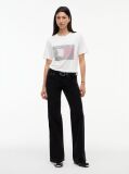 White Rhinestone Logo Jersey Relaxed T-Shirt  Women