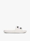 White Essential Flag Badge Pool Slides  Men