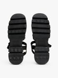 Black Leather Chunky Cleat Fisherman Sandals  Women