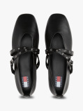 Negru Mary Janes Balerini Din Piele Cu Design Incrucisat  Femei