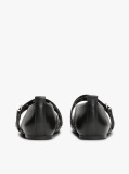 Negru Mary Janes Balerini Din Piele Cu Design Incrucisat  Femei