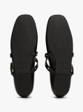 Negru Mary Janes Balerini Din Piele Cu Design Incrucisat  Femei