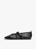 Negru Mary Janes Balerini Din Piele Cu Design Incrucisat  Femei