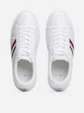 White Leather Signature Tape Court Trainers  Men