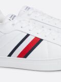 White Leather Signature Tape Court Trainers  Men