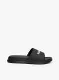 Black Textured Logo Pool Slides  Men
