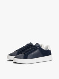 Blue Sneakers Din Piele Cu Texturi Mixte Stil Court  Barbati