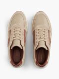 Beige Leather Mixed Texture Trainers  Men