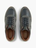 Blue Leather Mixed Texture Trainers  Men