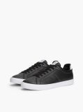 Black Lightweight Cupsole Trainers With Leather  Men