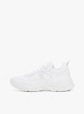 White Leather Mixed Texture Chunky Trainers  Women