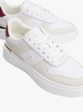 Alb Court Trainers Din Texturi Mixte Cu Monograma TH  Femei