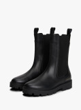 Negru Cizme Chelsea Din Piele Cu Talpa Cleat Medie  Femei