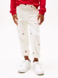 White Hilfiger Flag Embroidery White Jeans  Boys