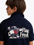 Blue Tricou Polo Regular Cu Slogan Pe Spate  Baieti