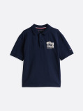 Blue Tricou Polo Regular Cu Slogan Pe Spate  Baieti