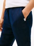 Blue Linen Blend Drawstring Trousers  Boys