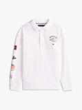 Alb Camp Tommy Multi Print Polo Cu Maneca Lunga  Baieti