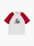 Rosu Tricou Cu Maneci Raglan Blocuri De Culoare Si Logo  Baieti