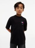 Negru T-Shirt Cu Guler Rotund Si Logo  Baieti