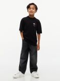 Negru T-Shirt Cu Guler Rotund Si Logo  Baieti