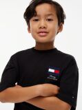 Negru T-Shirt Cu Guler Rotund Si Logo  Baieti