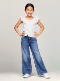 Alb Bluza De Lungime Scurta Cu Emblema Si Broderie Anglaise  Fete